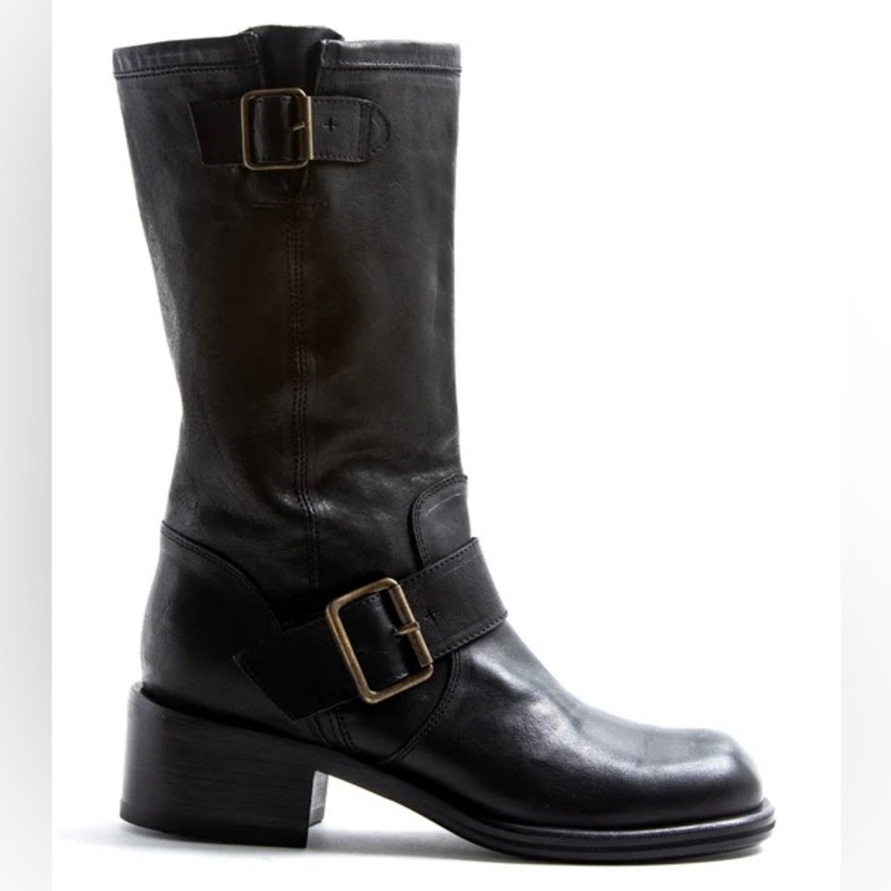 Fiorentini + Baker Mid-Calf Leather Moto Boots - sz 35